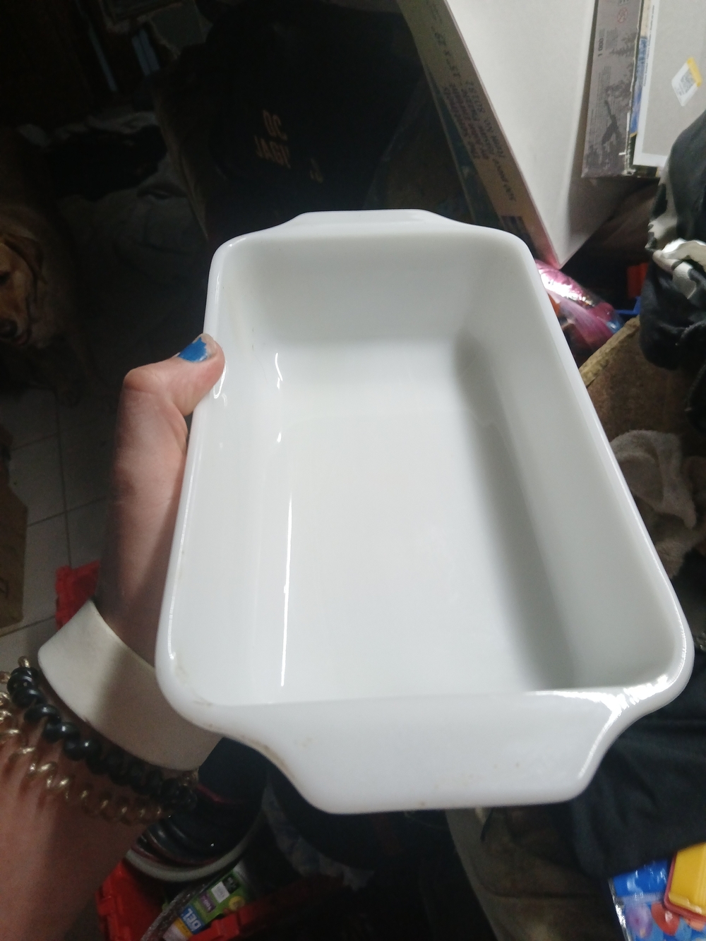 vintage white milk glass rectangular loaf or baking dish,9"x5.5"x2"